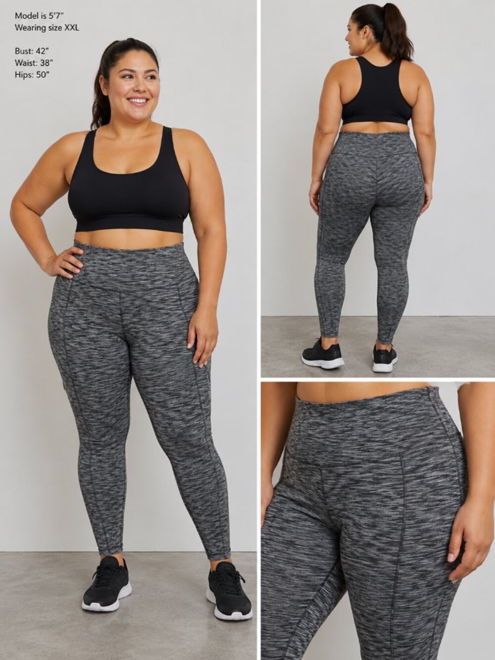 Ready To GO Grey Space Dye Legging  Body Slimming Size: M/L